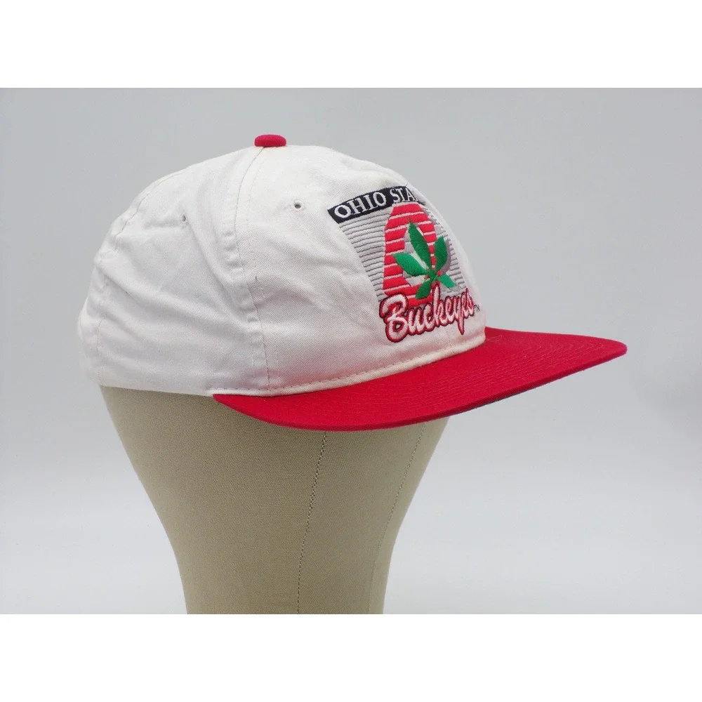 Vintage Ohio State Buckeyes Starter Snapback Hat White Red 90s NCAA Cap Korea